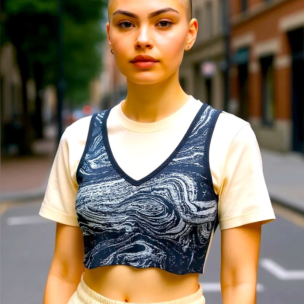 Stylish Black and White stretchy athletic Women's bra top